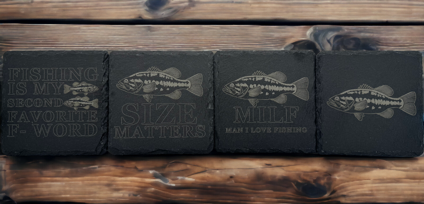 Slate Largemouth Bass Coasters